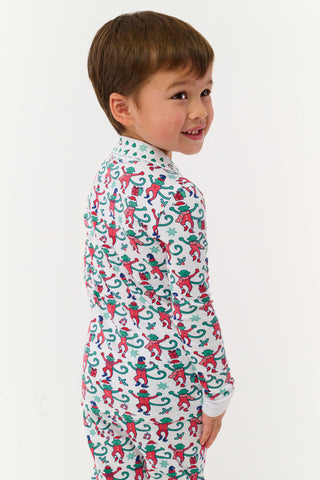 Roller Rabbit Green Kids Monkey Mas Patchwork Parker Polo Pajamas