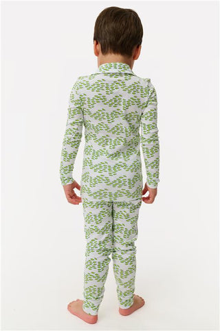 Roller Rabbit Red Kids Minnows Parker Polo Pajamas