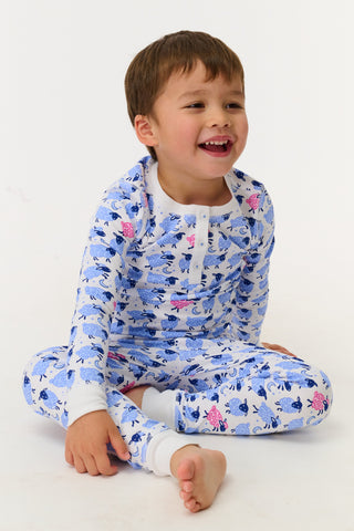 Roller Rabbit Blue Kids Sammy The Sheep Pajamas