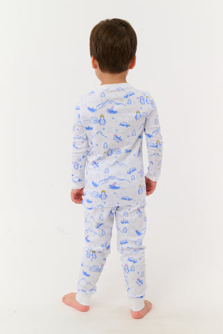Roller Rabbit Blue Kids Penguin Party Pajamas