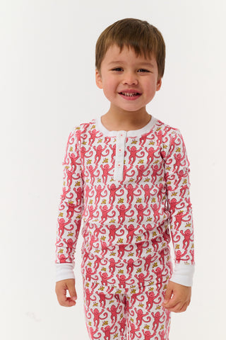 Roller Rabbit Pink Kids Monkey Pajamas