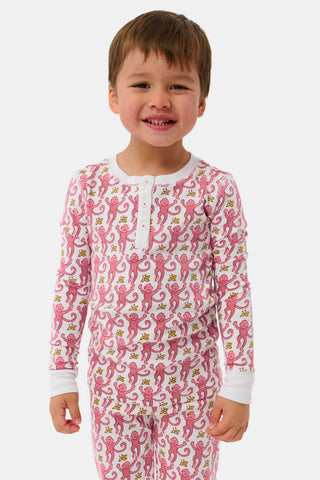 Roller Rabbit Pink Kids Monkey Pajamas