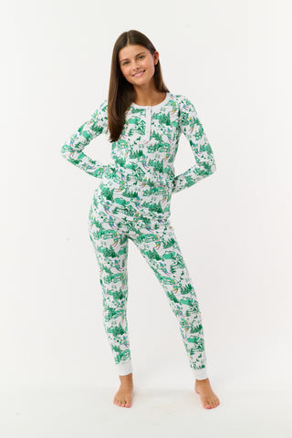 Roller Rabbit Green Kids Ski Toile Pajamas