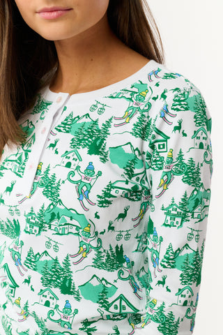 Roller Rabbit Green Kids Ski Toile Pajamas