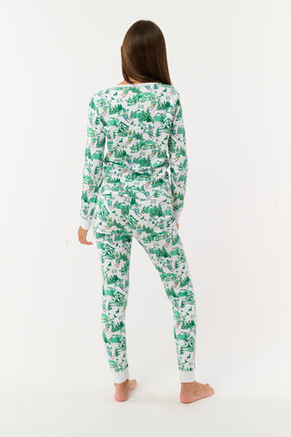 Roller Rabbit Green Kids Ski Toile Pajamas