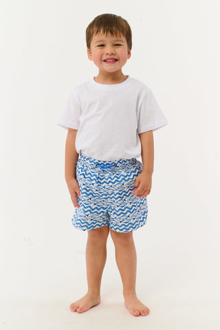 Roller Rabbit White Boys Fish Stripe Swim Trunk