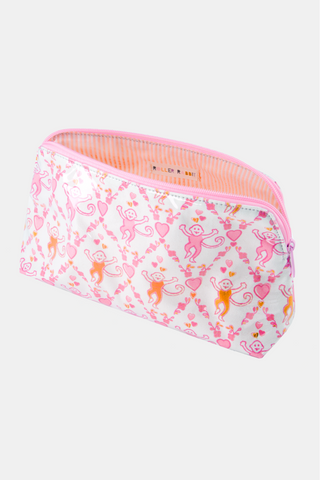 Roller Rabbit Orange Spring Bloom Monkey Makeup Bag