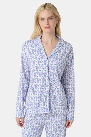 Roller Rabbit Lavender Monkey Long Sleeve Polo Pajamas