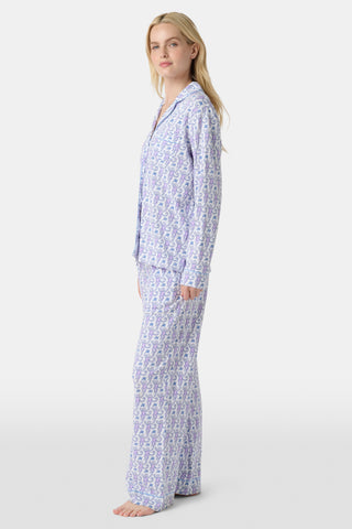 Roller Rabbit Lavender Monkey Long Sleeve Polo Pajamas