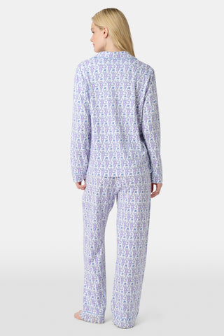 Roller Rabbit Lavender Monkey Long Sleeve Polo Pajamas
