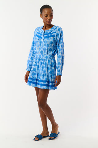 Roller Rabbit Blue Linna Floral Fleet Skirt