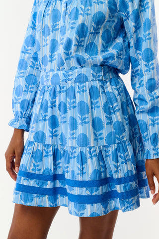 Roller Rabbit Blue Linna Floral Fleet Skirt