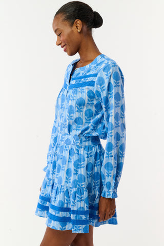 Roller Rabbit Blue Linna Floral Fleet Skirt