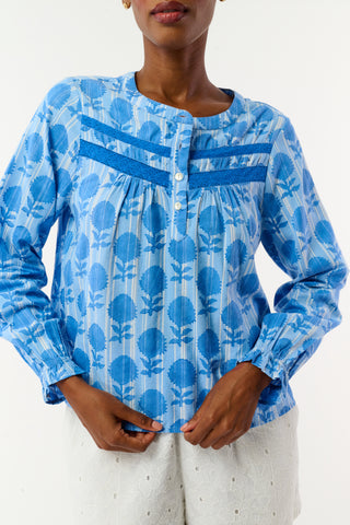 Roller Rabbit Blue Linna Floral Jasper Top