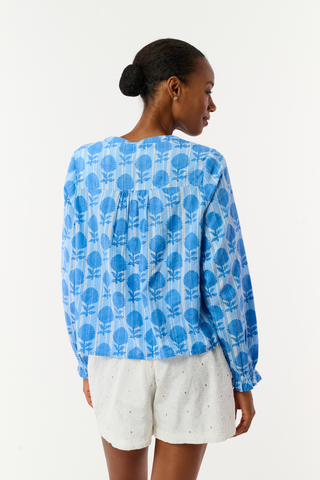 Roller Rabbit Blue Linna Floral Jasper Top