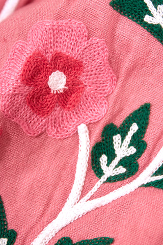 Roller Rabbit Pink Trellis Floral Embroidery Johanna Caftan