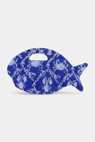Roller Rabbit Blue Lobster Trellis Fish Purse