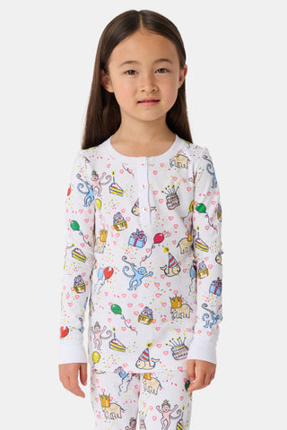 Roller Rabbit White Kids Birthday Bonanza Pajamas