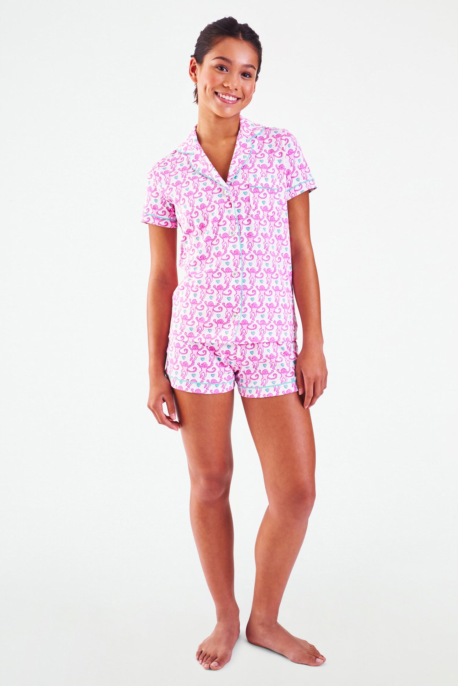 Roller Rabbit Bubblegum Lovely Monkey Polo Pajamas