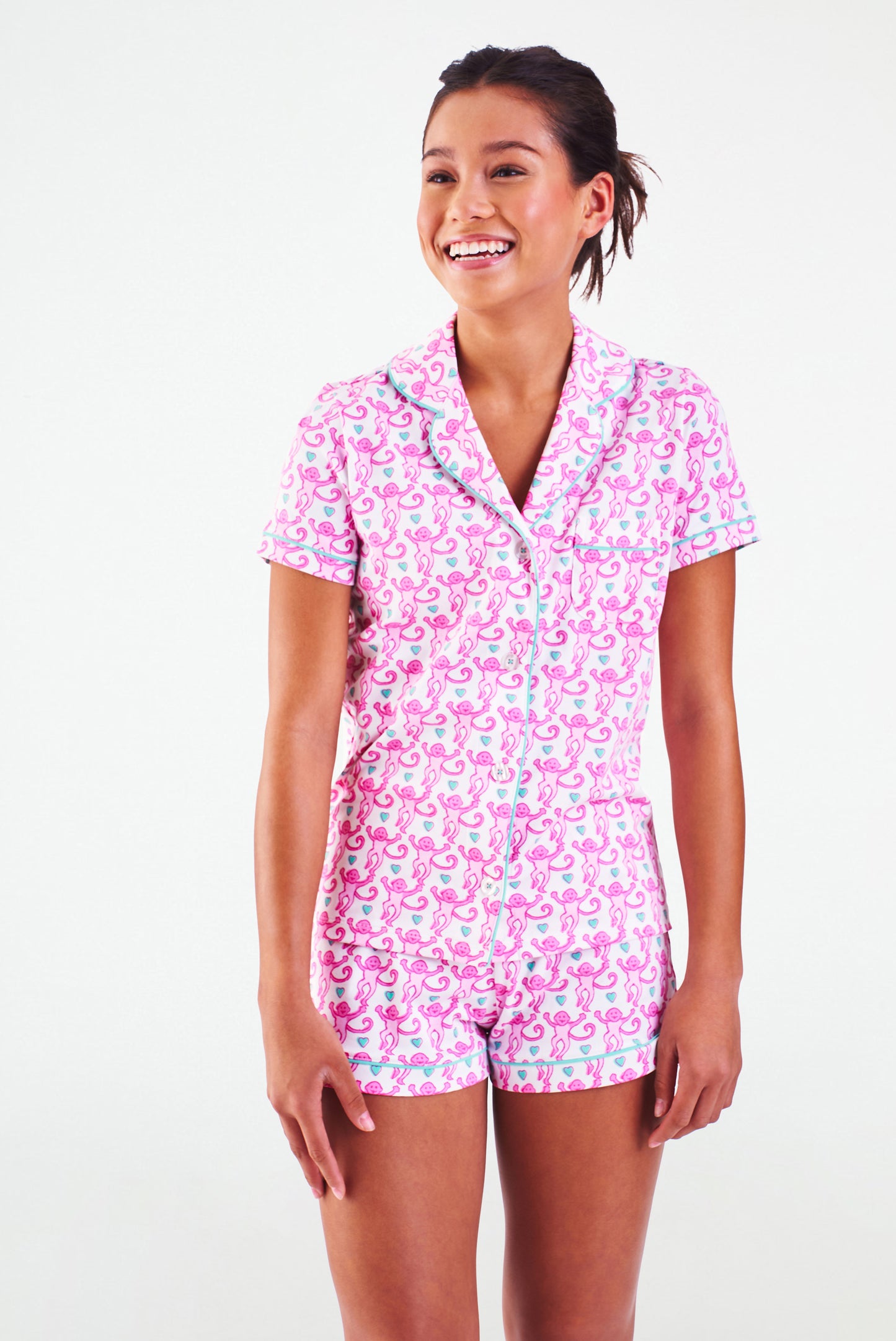 Roller Rabbit Bubblegum Lovely Monkey Polo Pajamas