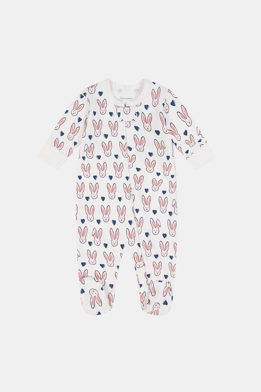 Infant Love Bunnies Zipper Footie Pajamas