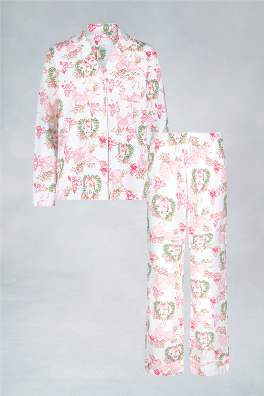 Roller Rabbit x LoveShackFancy Merry Monkey Beaux Long Sleeve Polo Pajamas