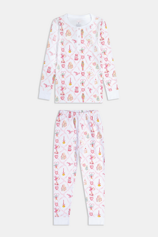 Roller Rabbit Pink Kids Sugarplum Lattice Pajamas