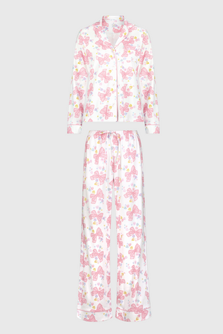 Roller Rabbit Pink Sugar Doily Beaux Long Sleeve Polo Pajamas