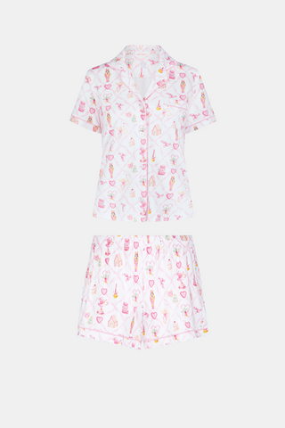 Roller Rabbit Pink Sugarplum Lattice Polo Pajamas