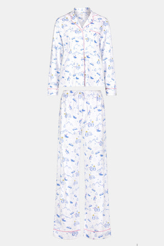 Roller Rabbit Blue Penguin Party Long Sleeve Polo Pajamas