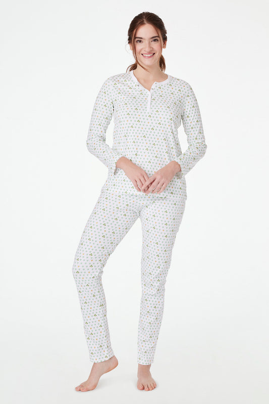 Lucky Brand 3-Piece Lounge Pajama Set, Gray Bandana, Medium 