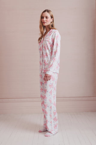 Roller Rabbit Pink Sugar Doily Beaux Long Sleeve Polo Pajamas