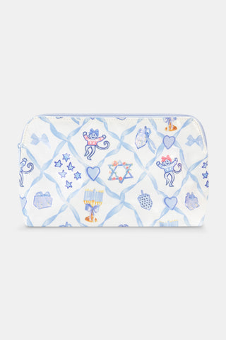 Roller Rabbit Blue Starry Nights Lattice Makeup Bag