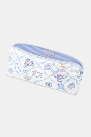Roller Rabbit Blue Starry Nights Lattice Makeup Bag