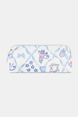 Roller Rabbit Blue Starry Nights Lattice Makeup Bag