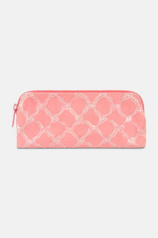 Roller Rabbit Coral Ruban Makeup Bag