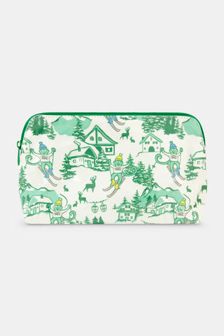 Roller Rabbit Green Ski Toile Makeup Bag
