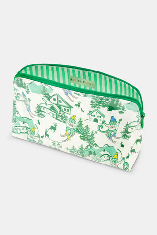 Roller Rabbit Green Ski Toile Makeup Bag