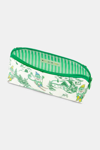Roller Rabbit Green Ski Toile Makeup Bag