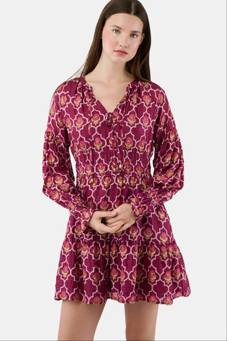 ROLLER RABBIT BURGUNDY MARQUIS FLORAL POPPY DRESS