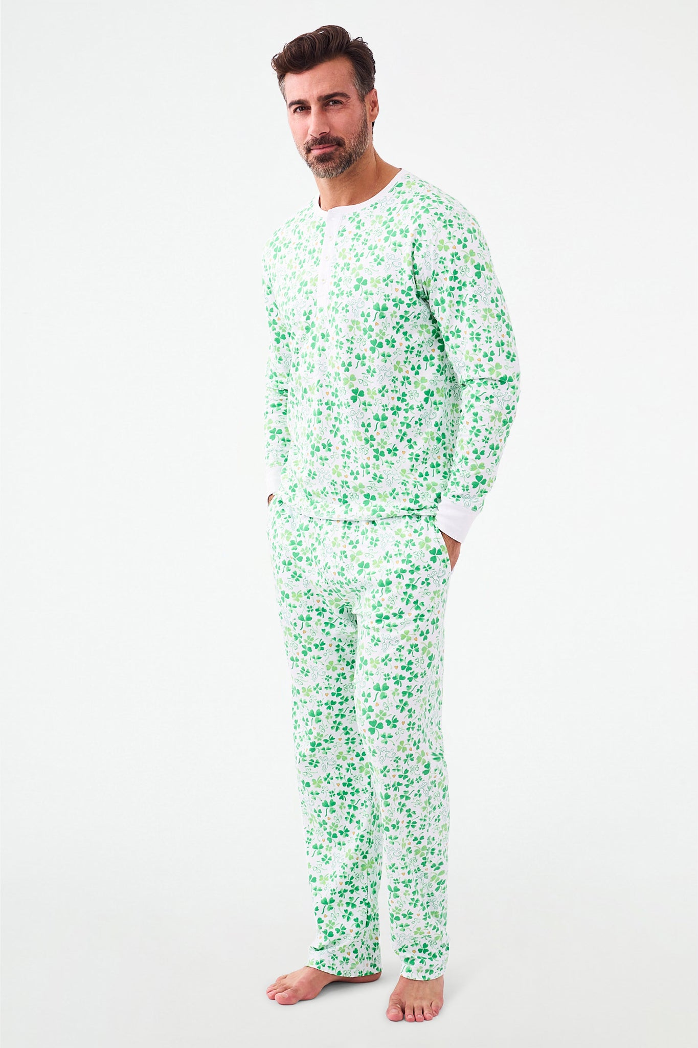 Roller Rabbit Mens Painted Shamrock Spencer Pajamas Green view 1