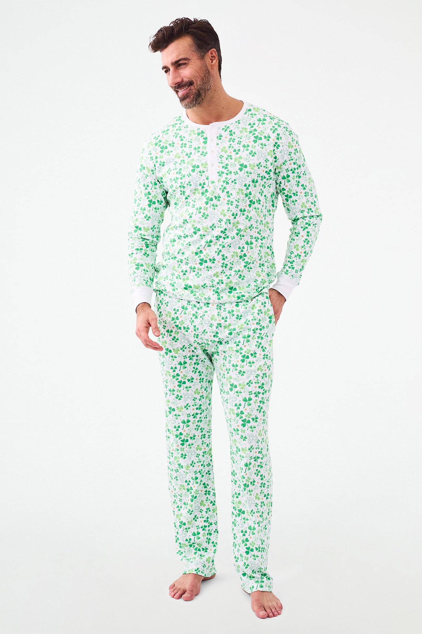 Roller Rabbit Mens Painted Shamrock Spencer Pajamas Green view 4