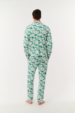 Mens Ski Toile Long Sleeve Polo Pajamas