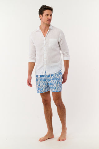 Roller Rabbit White Mens Fish Stripe Swim Trunks