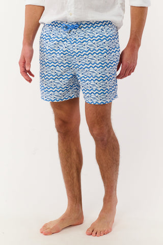 Roller Rabbit White Mens Fish Stripe Swim Trunks