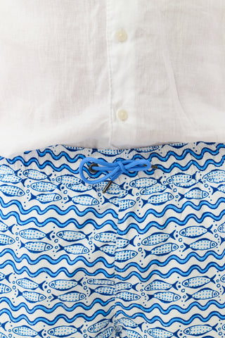 Roller Rabbit White Mens Fish Stripe Swim Trunks