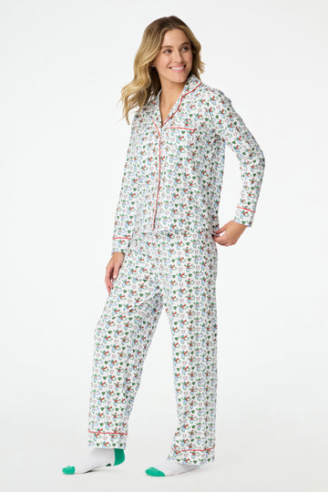 Monkey Long Sleeve Polo Pajamas | Roller Rabbit