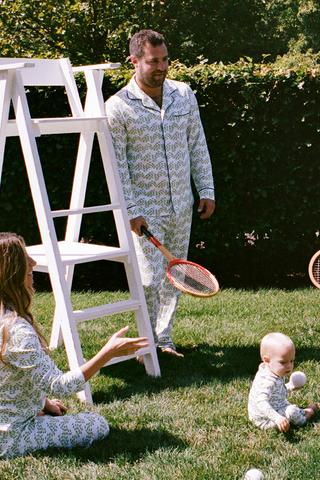 Roller Rabbit Lime Mens Minnows Long Sleeve Polo Pajamas