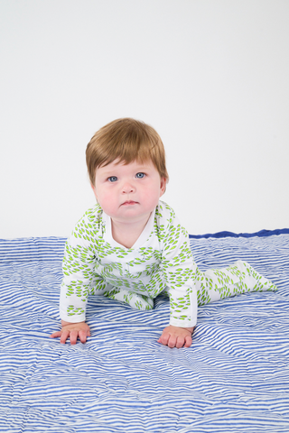 Roller Rabbit Lime Infant Minnows Zipper Footie