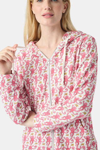 Roller Rabbit pink Monkey Harley Hoodie